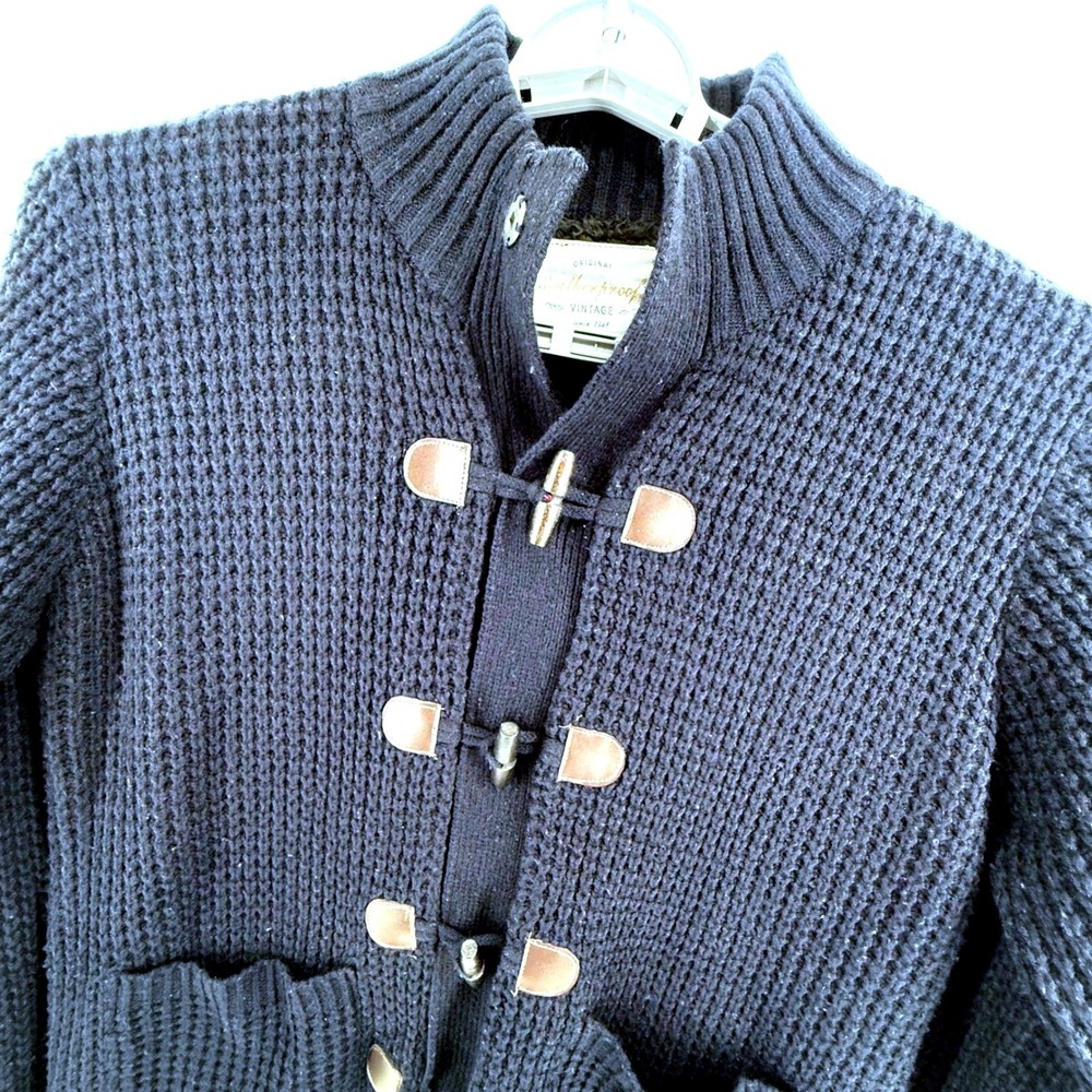 Weatherproof Cardigan Sweater Mens Medium Vintage Original Sherpa Lined Toggle